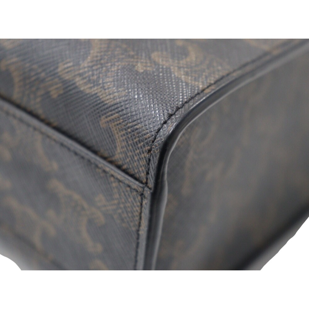 Celine Vertical Cabas Triomphe Tote Bag Dark versatile crossbody canvas leather - Picture 6 of 7